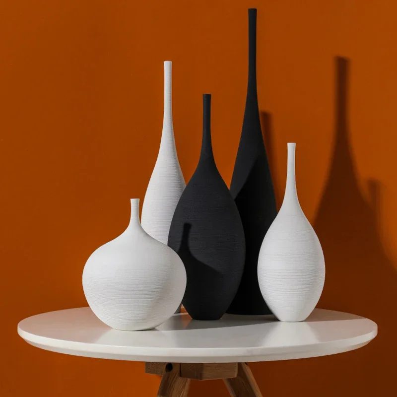 Handmade Minimalist Zen Ceramic Vase Black & White Home Decor - BeMyDecor - Black & White Home Decor