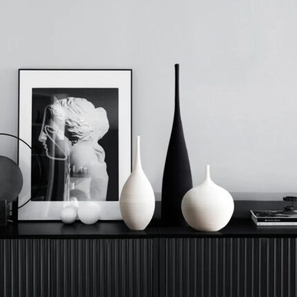 Handmade Minimalist Zen Ceramic Vase Black & White Home Decor - BeMyDecor - Black & White Home Decor