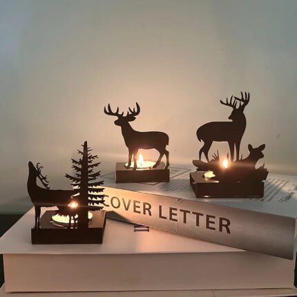 Metal Deer Candlestick Creative Christmas Luminous Home Decor - BeMyDecor - Home Decor